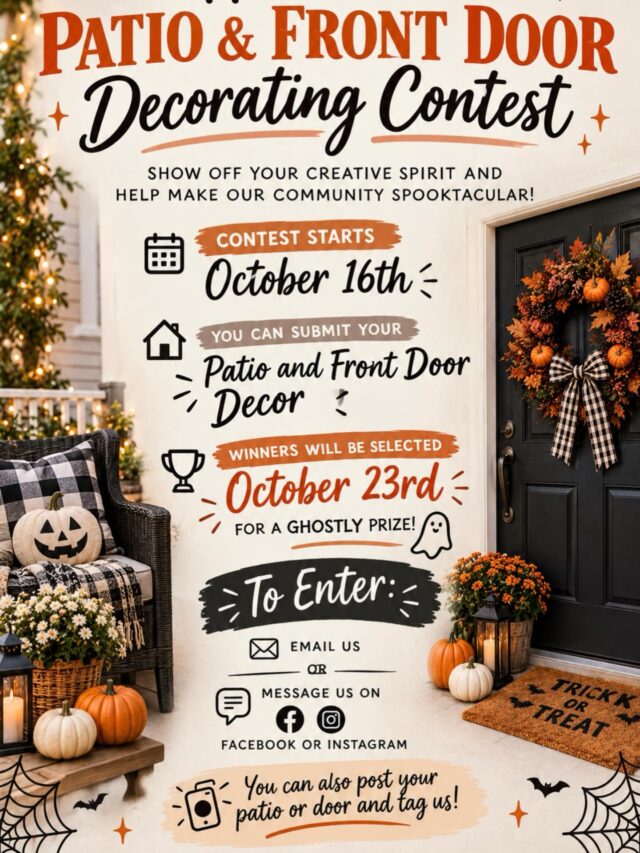 Join the fun and decorate your front door and/or patio for a chance to win a ghostly prize! 👻☠️🙀 
Get spooky and send us or post your spooktacular decorations!🎃🦇🖤
Winners will be chosen October 23rd.
#halloween #halloweendecorations #spookyseason #rnbapts #rampartnersllc