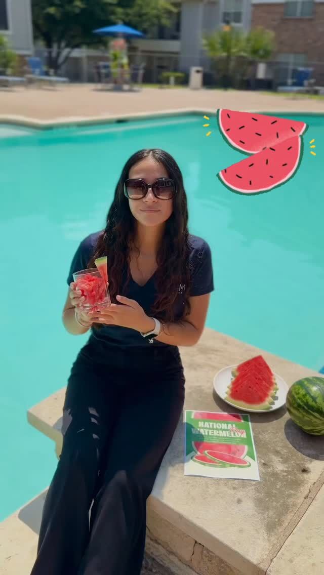 Our watermelon day celebration is happening now stop by and pick up and fresh cup of watermelon!🍉 We look forward to seeing all of our amazing residents.☀️ #watermelon #watermelonday🍉 #rnbapts #rampartnersllc